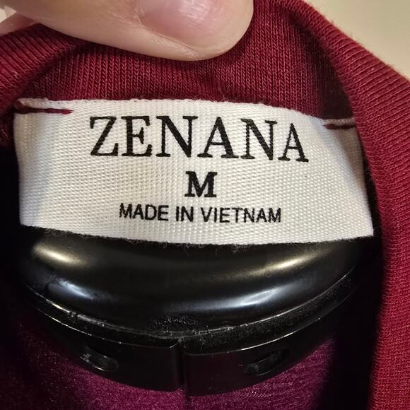 Women's Zenana Maroon Cuffed Sleeve Tunic Tee | Size Medium - Picture 10 of 11